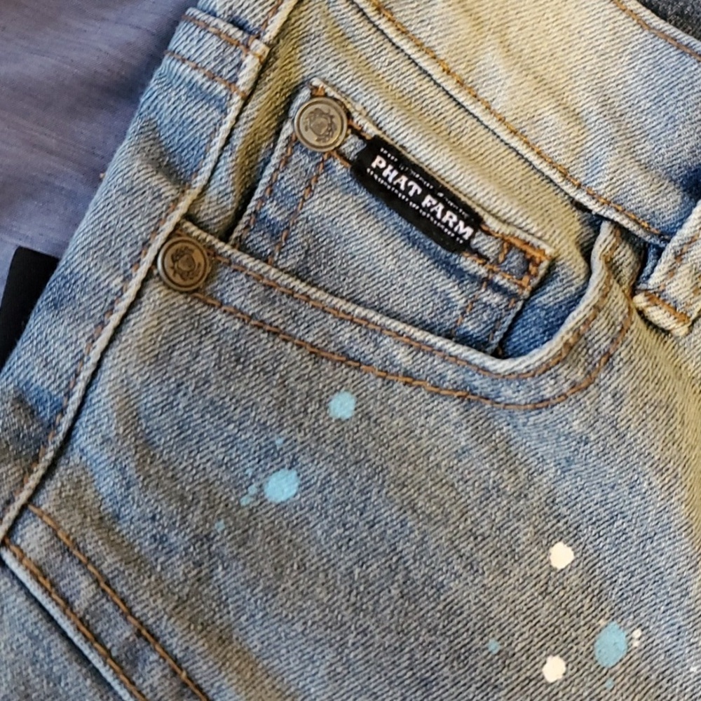 Phat Farm Blue Distress Kids Shorts Size 2t Or 3t See Measurements Rip + Repair - Picture 8 of 12